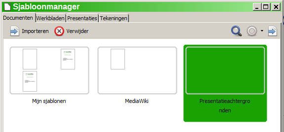 Een sjabloon van een document maken U maakt een sjabloon van een document als volgt: 1) Open een nieuw of bestaand document van het type waarvan u een sjabloon wilt maken (tekstdocument, werkblad,