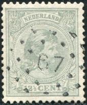 LEEUWARDEN Provincie Friesland Nr. 67 PSPK 0127A (type I) Twee nummerstempels 67 zijn verstrekt op 24 maart 1869. De stempels zijn vervaardigd in het haakse model.