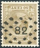 NIJMEGEN Provincie Gelderland Nr. 82 PSPK 0150 Het nummerstempel 82 werd verstrekt op 24 maart 1869. Een nieuw nummerstempel werd toegezonden op 12 januari 1871.