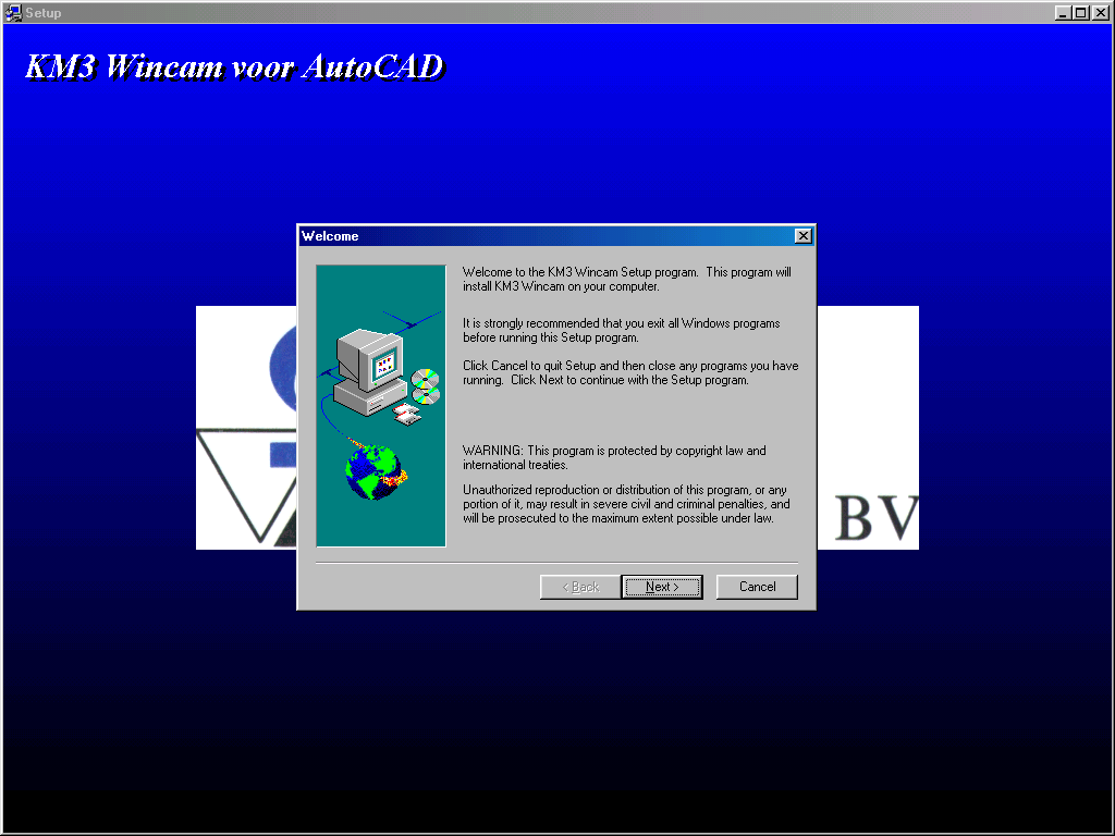 2. Het installeren van KM3 WinCam voor AutoCAD Door het dubbelklikken op het icoon Setup.