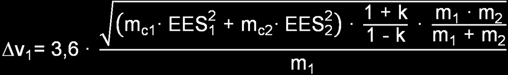 Parameters Berekening delta v (recht-centraal): m i : Botsmassa voertuig i [kg] m ci : Massa crashvoertuig