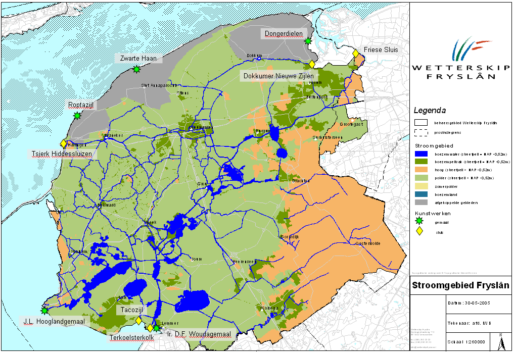 2 Huidige situatie 2.1 BESCHRIJVING BEHEERGEBIED Het beheergebied van Wetterskip Fryslân heeft een totale oppervlakte van 333.