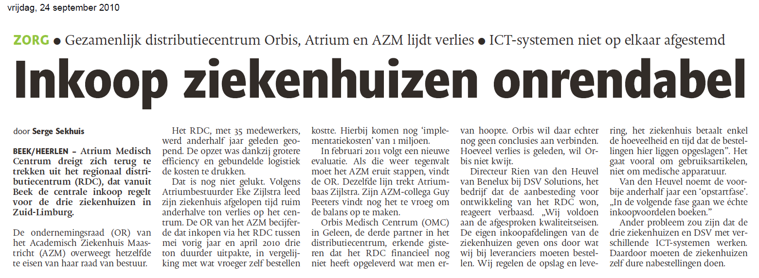 Verschillende berichten zijn in de media verschenen 24 sept 2010... De Raad van Bestuur van het azm meent dat het nog te vroeg is om nu al de balans op te maken.