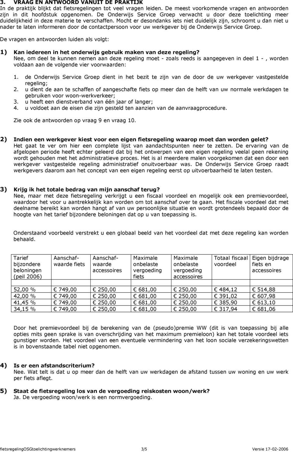 Toelichting Fietsregeling Onderwijs Service Groep voor werknemers - PDF  Gratis download