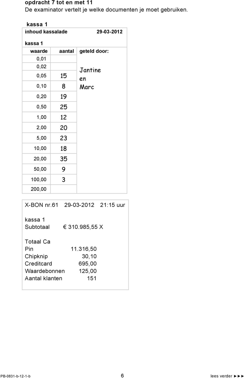 12 2,00 20 5,00 23 10,00 18 20,00 35 50,00 9 100,00 3 200,00 Jantine en Marc X-BON nr.