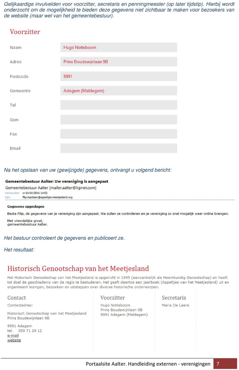 de website (maar wel van het gemeentebestuur).