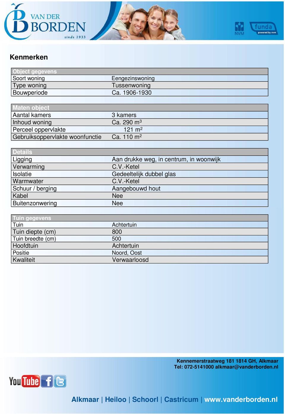 110 m 2 Details Ligging Verwarming Isolatie Warmwater Schuur / berging Kabel Buitenzonwering Aan drukke weg, in centrum, in woonwijk C.V.-Ketel Gedeeltelijk dubbel glas C.