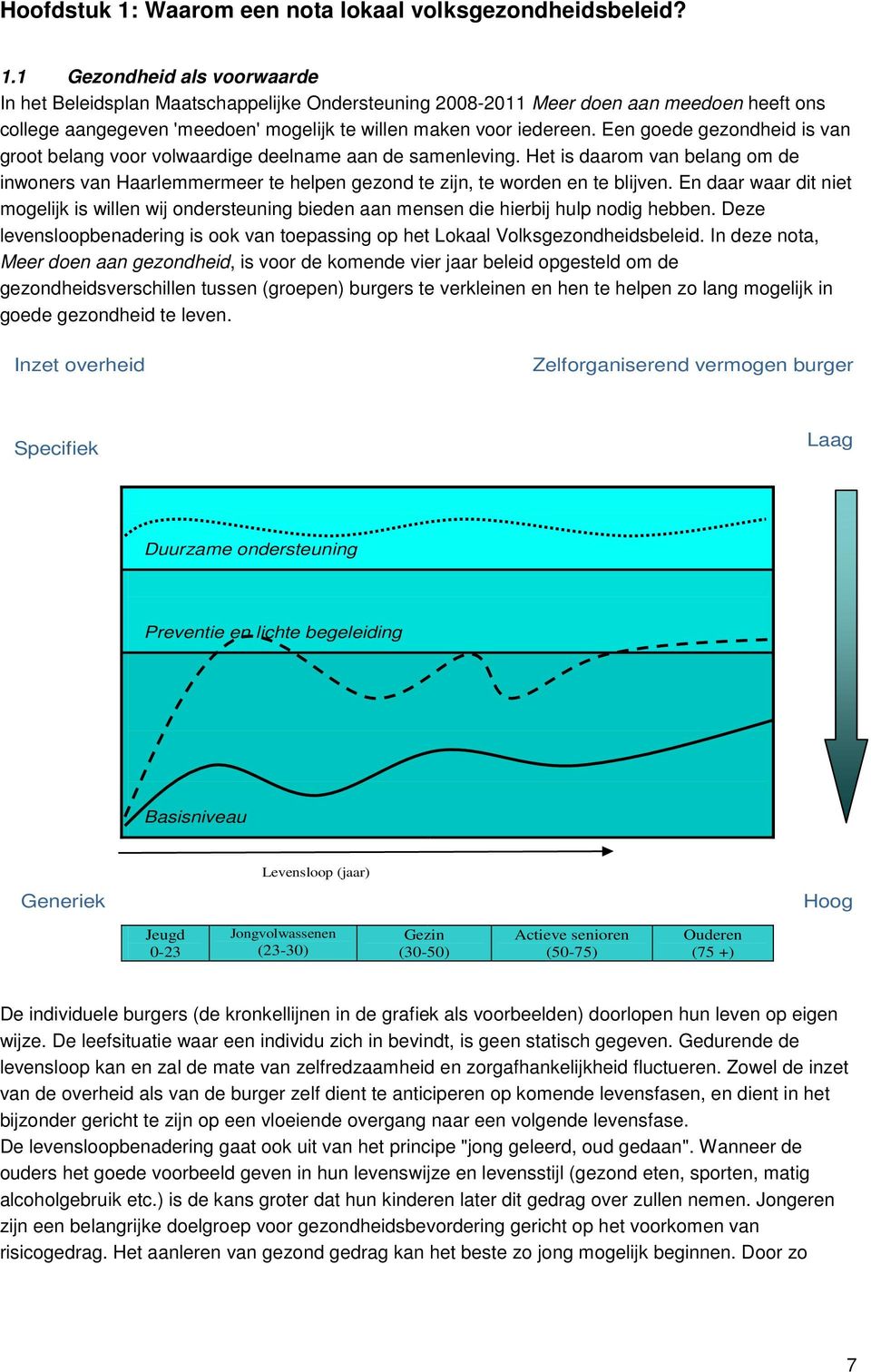 En daar waar dit niet mogelijk is willen wij ondersteuning bieden aan mensen die hierbij hulp nodig hebben. Deze levensloopbenadering is ook van toepassing op het Lokaal Volksgezondheidsbeleid.