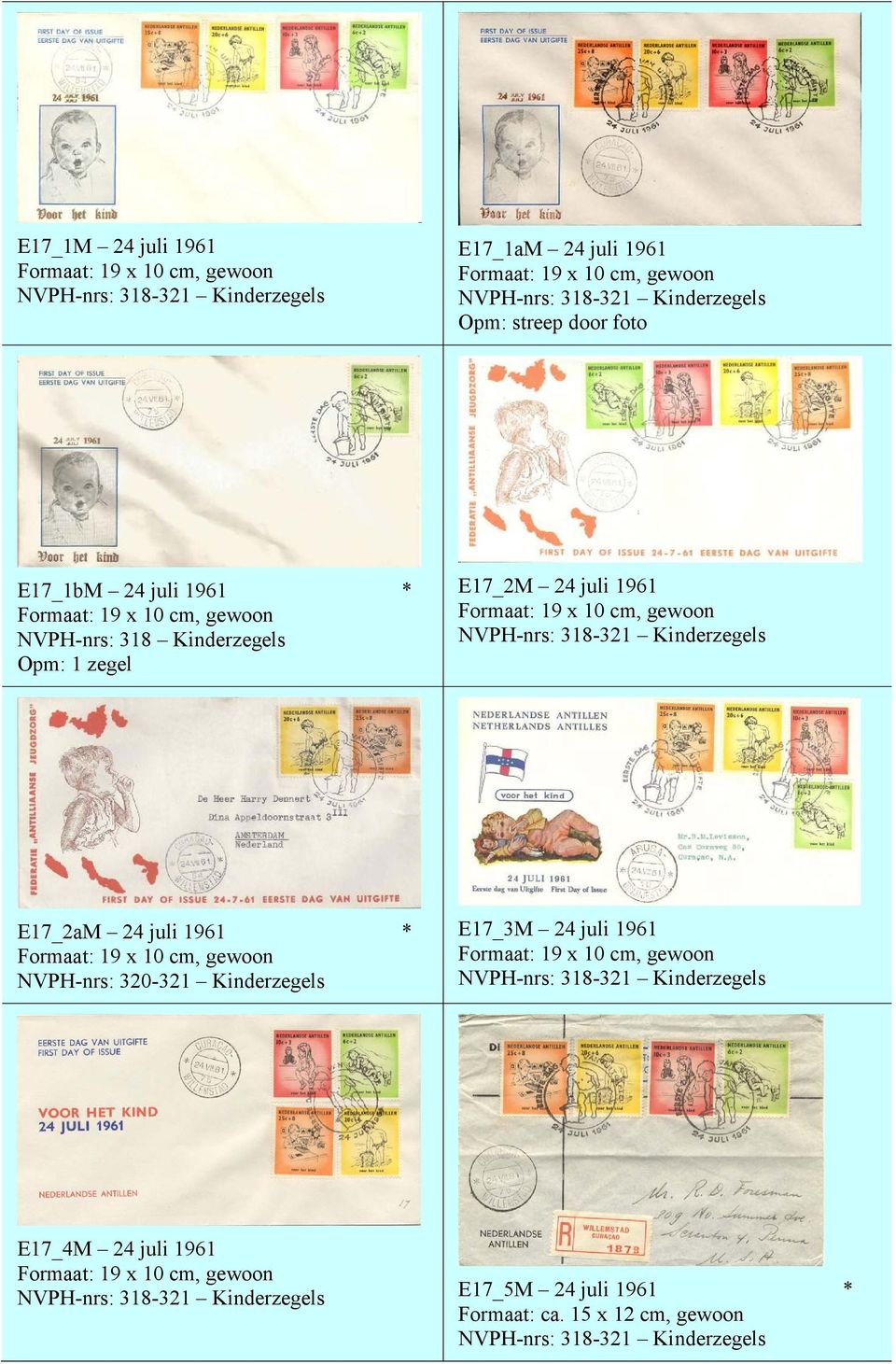 E17_2aM 24 juli 1961 * NVPH-nrs: 320-321 Kinderzegels E17_3M 24 juli 1961