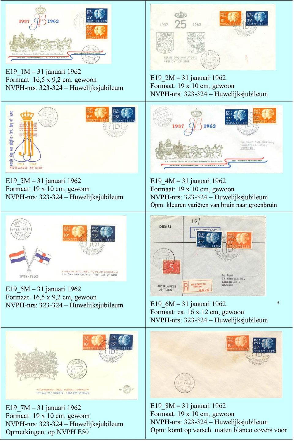 Formaat: 16,5 x 9,2 cm, gewoon E19_6M 31 januari 1962 * Formaat: ca.