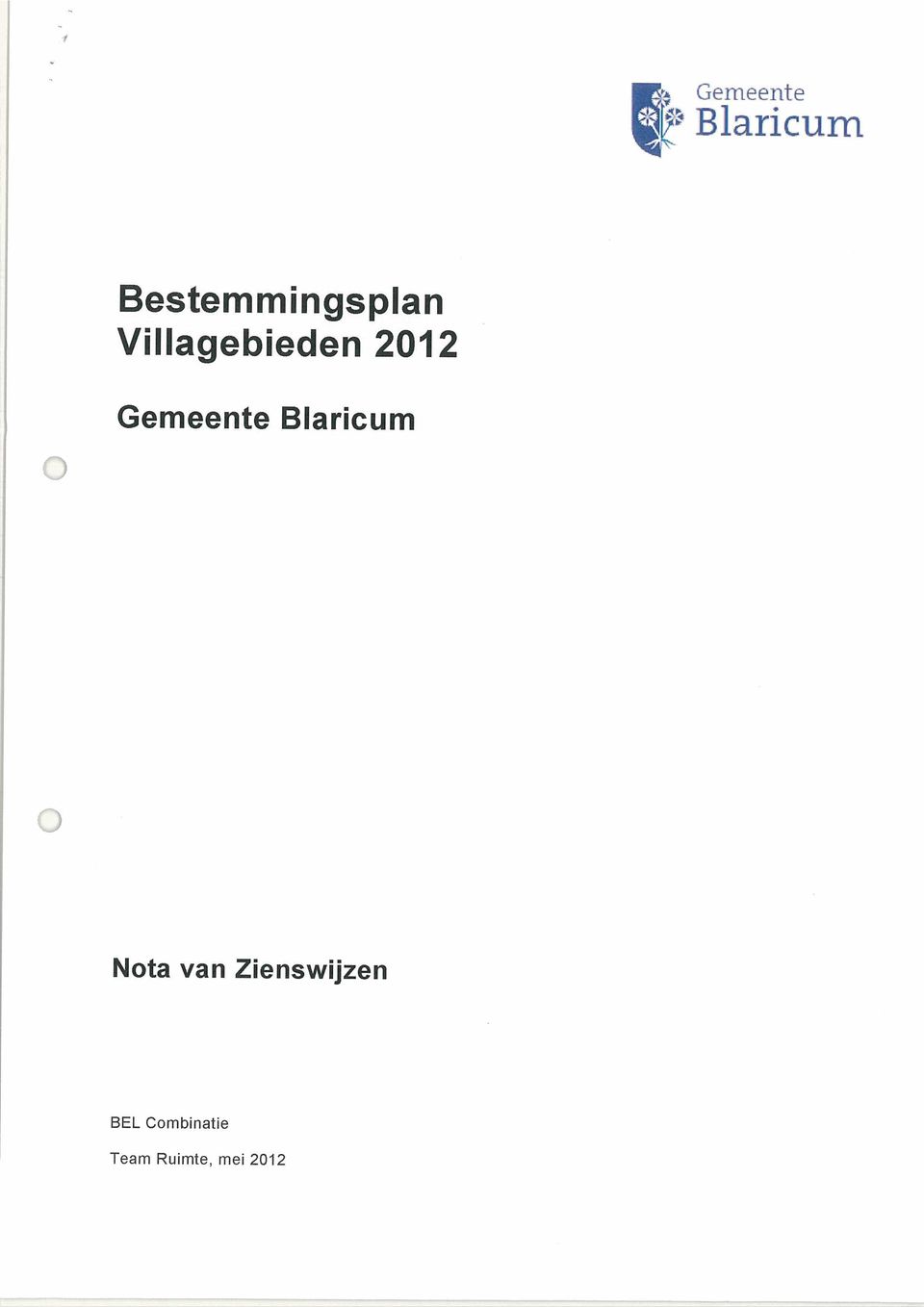 2012 Gemeente Blaricum Nota van