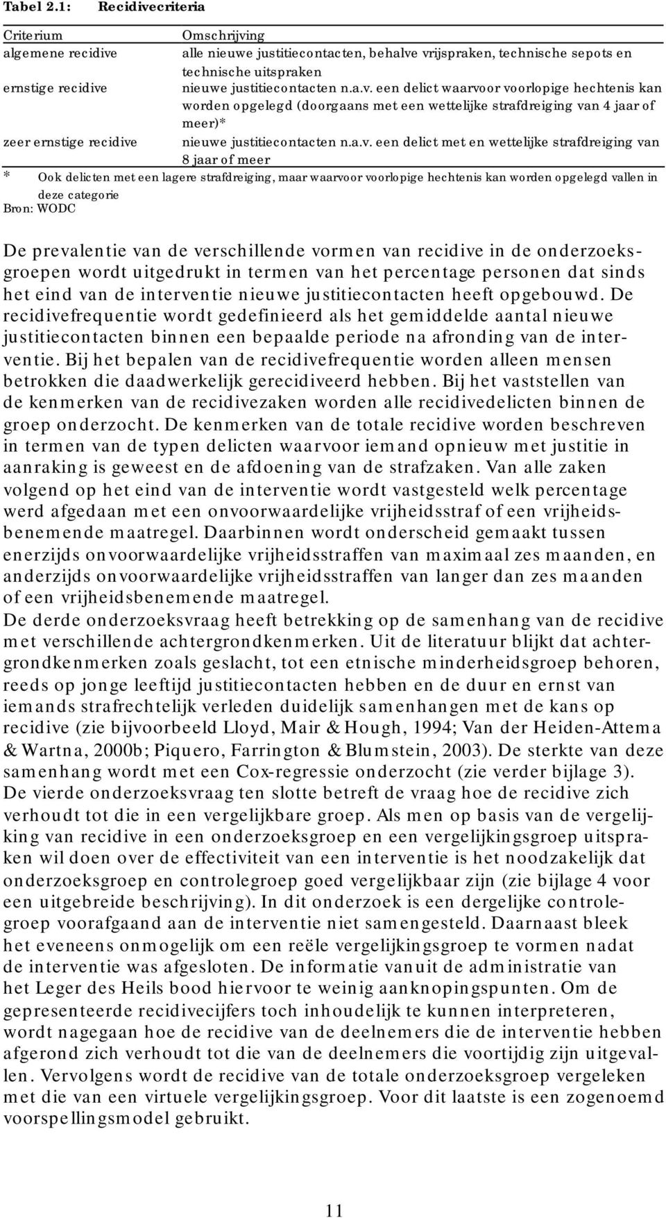 nieuwe justitiecontacten n.a.v.