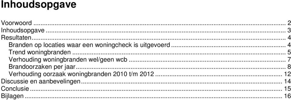 .. 5 Verhouding woningbranden wel/geen wcb... 7 Brandoorzaken per jaar.