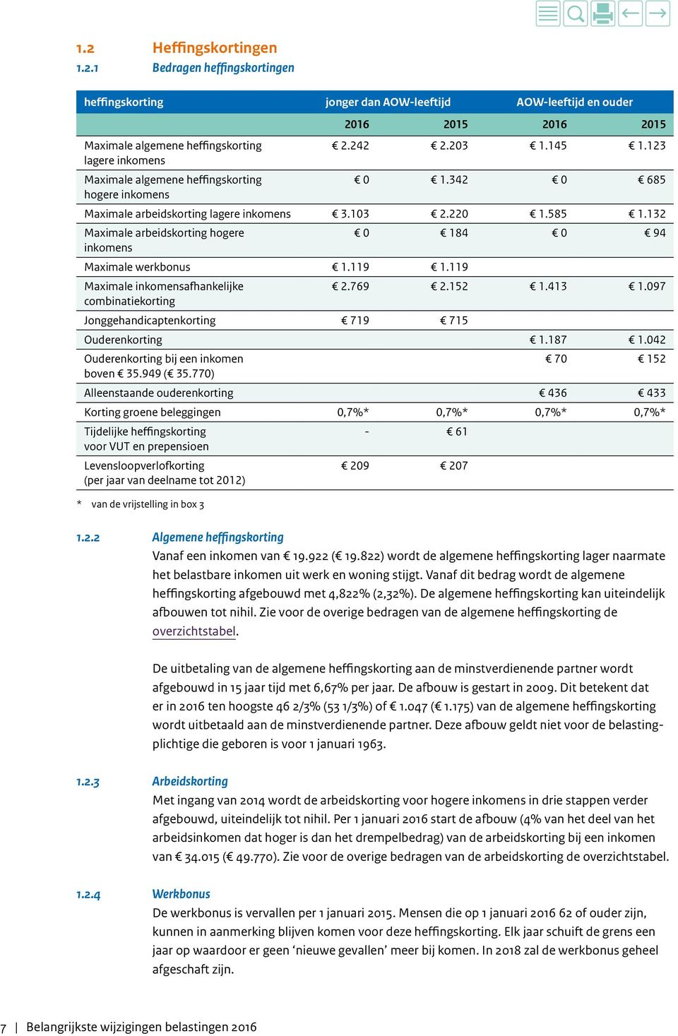 132 Maximale arbeidskorting hogere 0 184 0 94 inkomens Maximale werkbonus 1.119 1.119 Maximale inkomensafhankelijke 2.769 2.152 1.413 1.