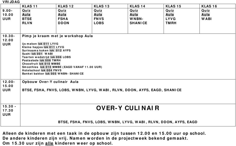 lok 006 Chocofruit lok 010 MMBE Smoothies lok 010 MMBE (EAGD VANAF ) Hotelschool lok 004 Banket bakker lok 005 Opbouw Over-Y culinair,,,,,,, RLVN, DDON,