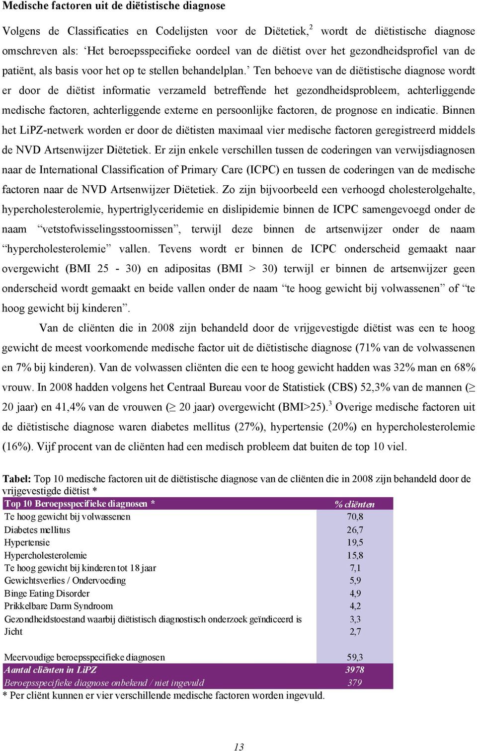 Ten behoeve van de diëtistische diagnose wordt er door de diëtist informatie verzameld betreffende het gezondheidsprobleem, achterliggende medische factoren, achterliggende externe en persoonlijke