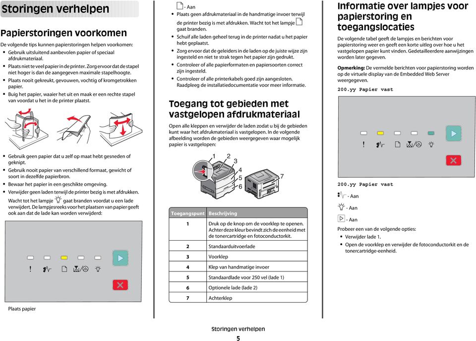 Buig het papier, waaier het uit en maak er een rechte stapel van voordat u het in de printer plaatst. Gebruik geen papier dat u zelf op maat hebt gesneden of geknipt.