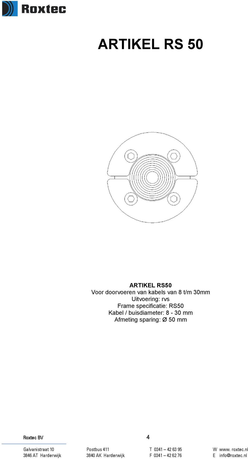 Uitvoering: rvs Frame specificatie: RS50