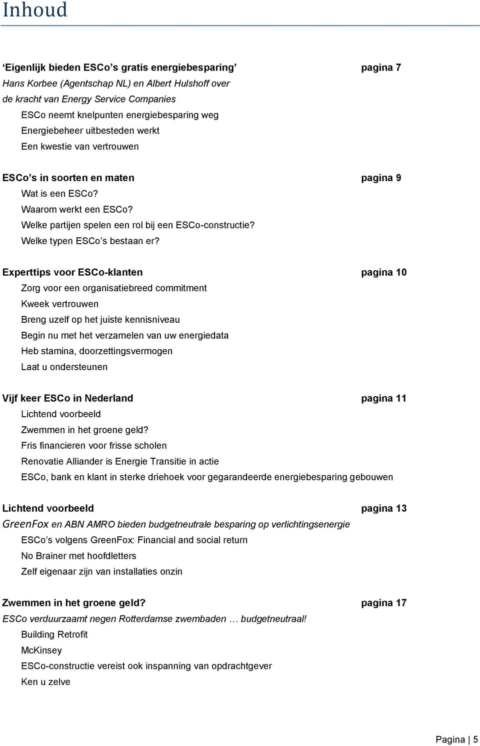 Welke typen ESCo s bestaan er?