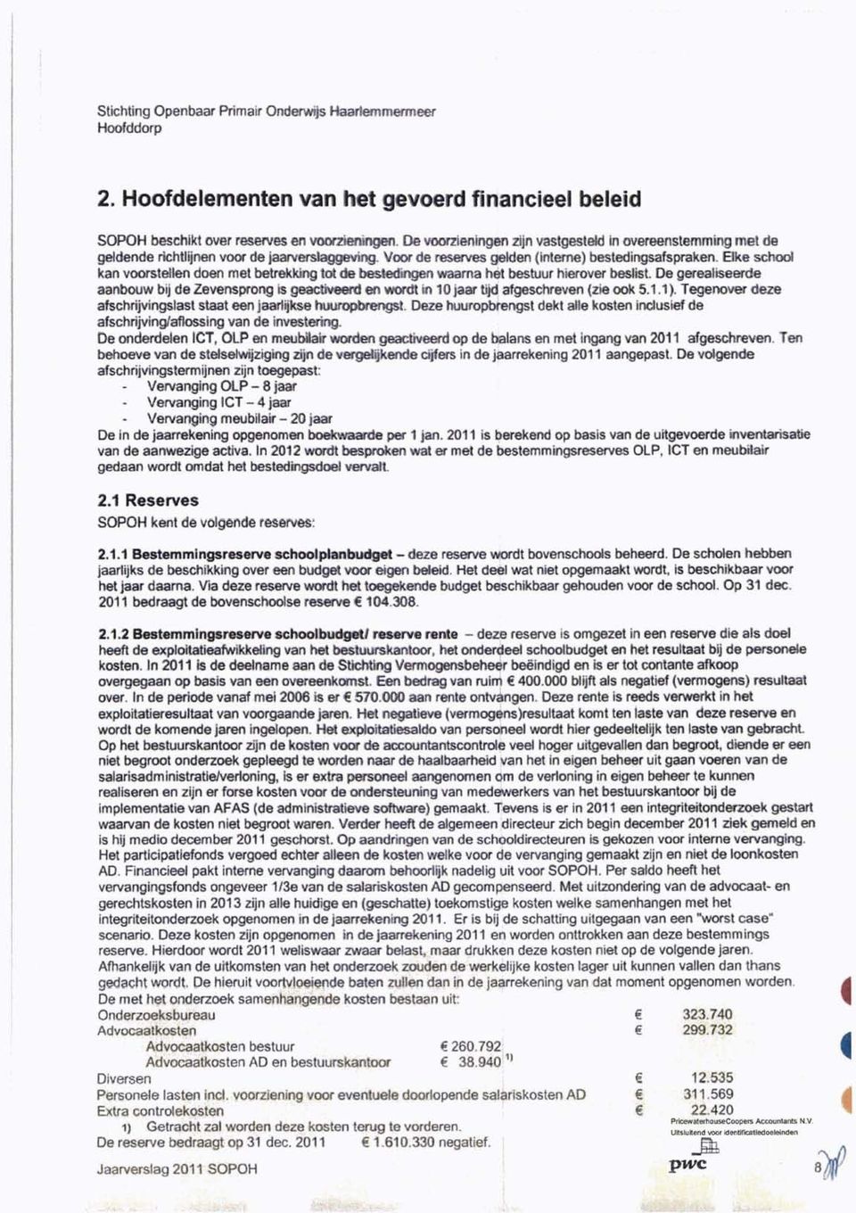 Oe gerealseerde aanbouw bj de Zevensprong s geactveerd en wordt n 10 jaar tjd afgeschreven (ze ook 5.1.1). Tegenover deze afschrjvngslast staat een jaar^kse huuropbrengst.