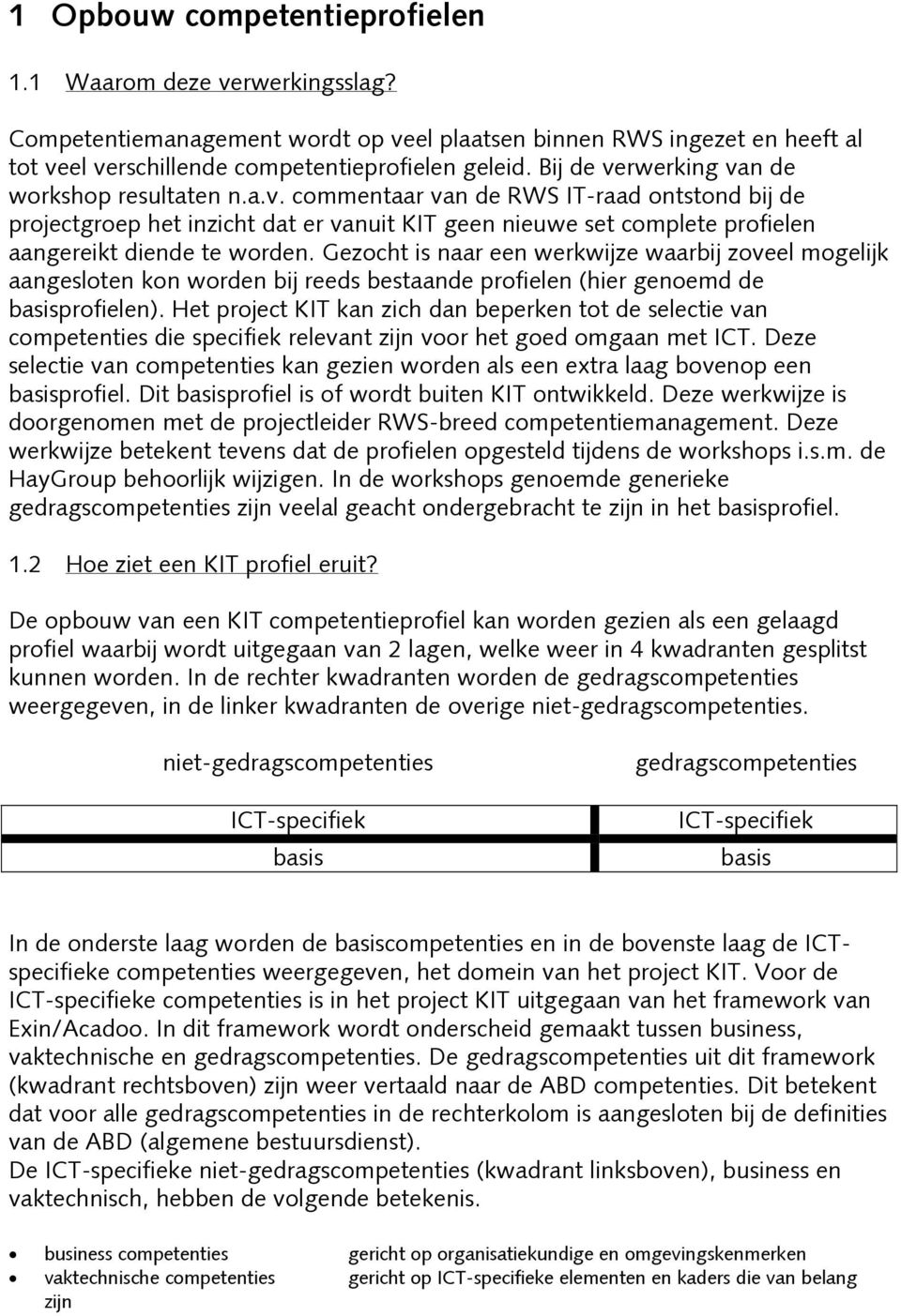 Gezocht is naar een werkwijze waarbij zoveel mogelijk aangesloten kon worden bij reeds bestaande profielen (hier genoemd de basisprofielen).