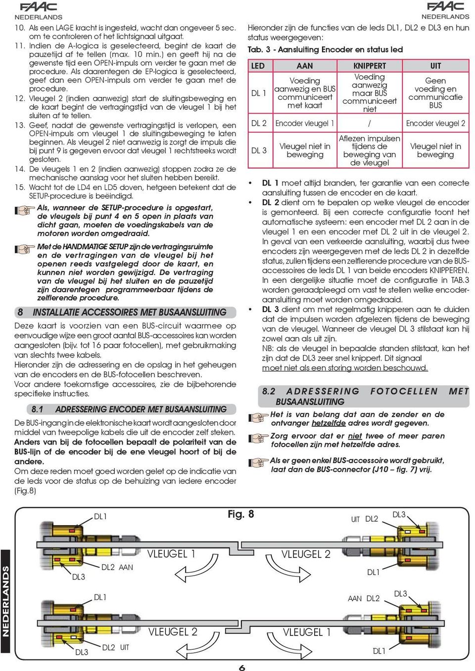 3 - Aansluiting Encoder en status led gewenste tijd een OPEN-impuls om verder te gaan met de LED AAN KNIPPERT UIT procedure.