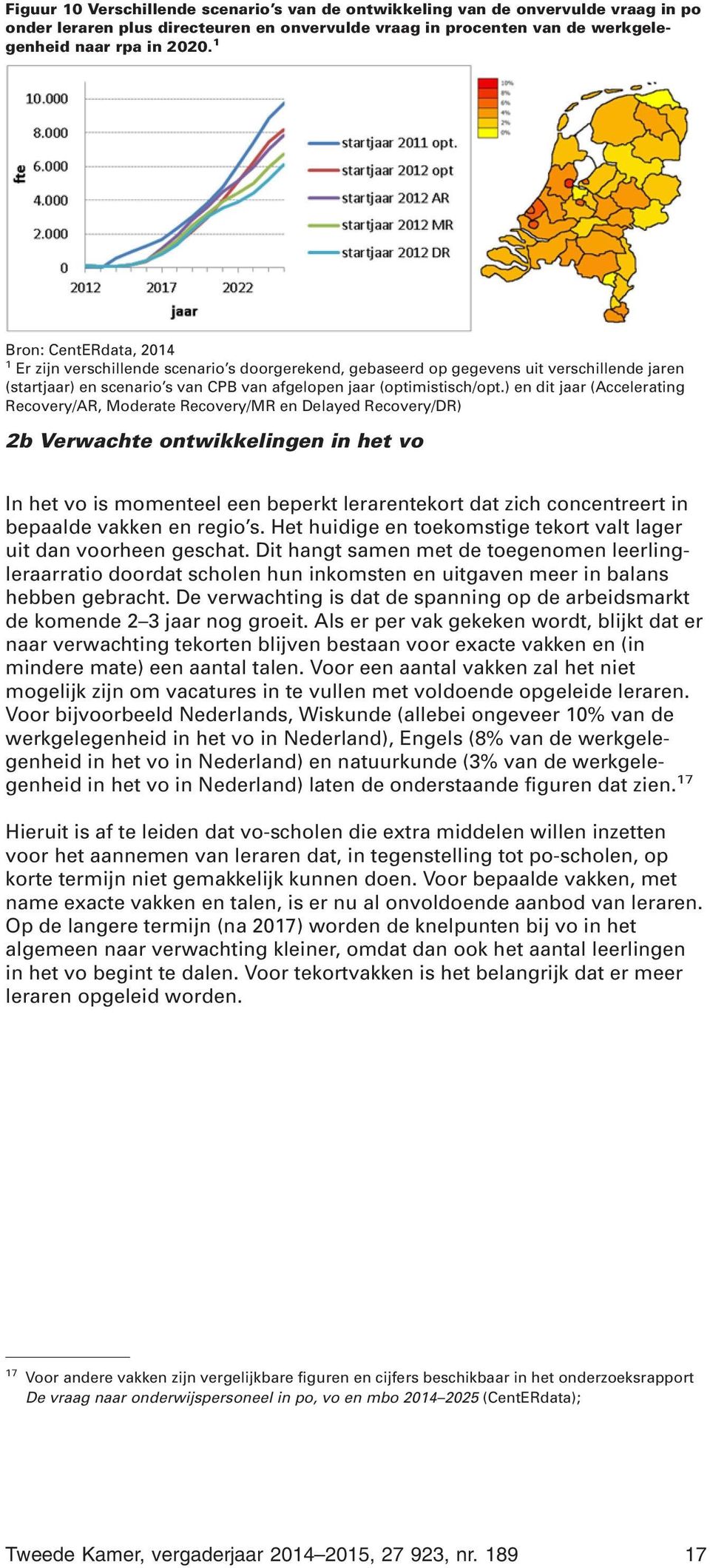 ) en dit jaar (Accelerating Recovery/AR, Moderate Recovery/MR en Delayed Recovery/DR) 2b Verwachte ontwikkelingen in het vo In het vo is momenteel een beperkt lerarentekort dat zich concentreert in