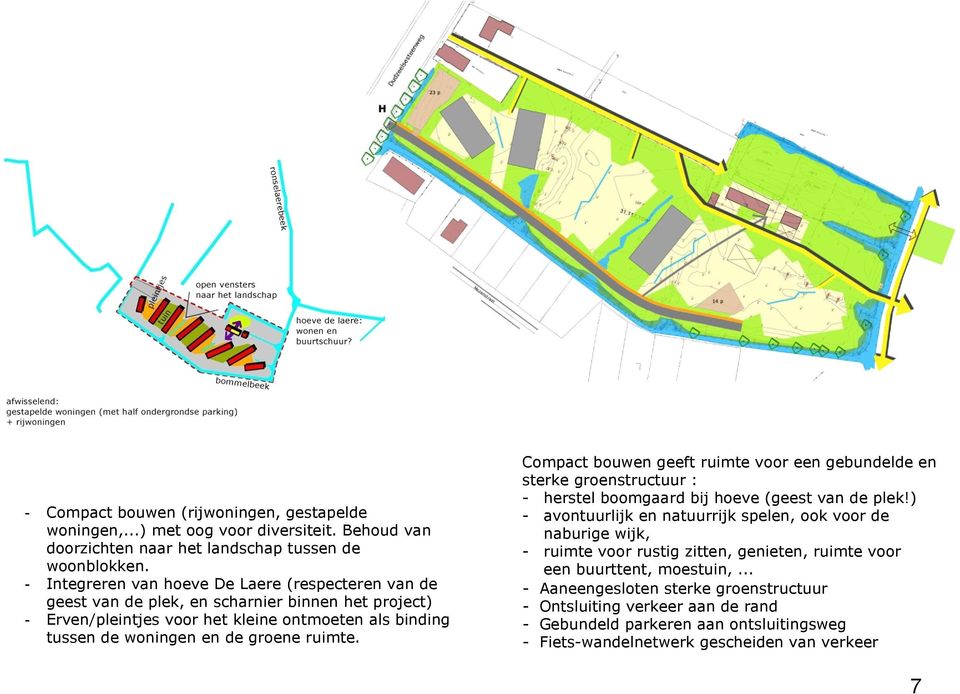 ruimte. Compact bouwen geeft ruimte voor een gebundelde en sterke groenstructuur : - herstel boomgaard bij hoeve (geest van de plek!