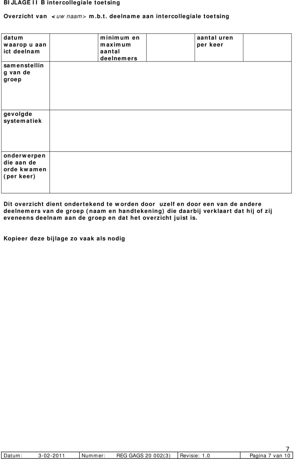 etsing Overzicht van <uw naam> m.b.t. deelname aan inteetsing datum waarop u aan ict deelnam samenstellin g van de groep minimum en maximum aantal