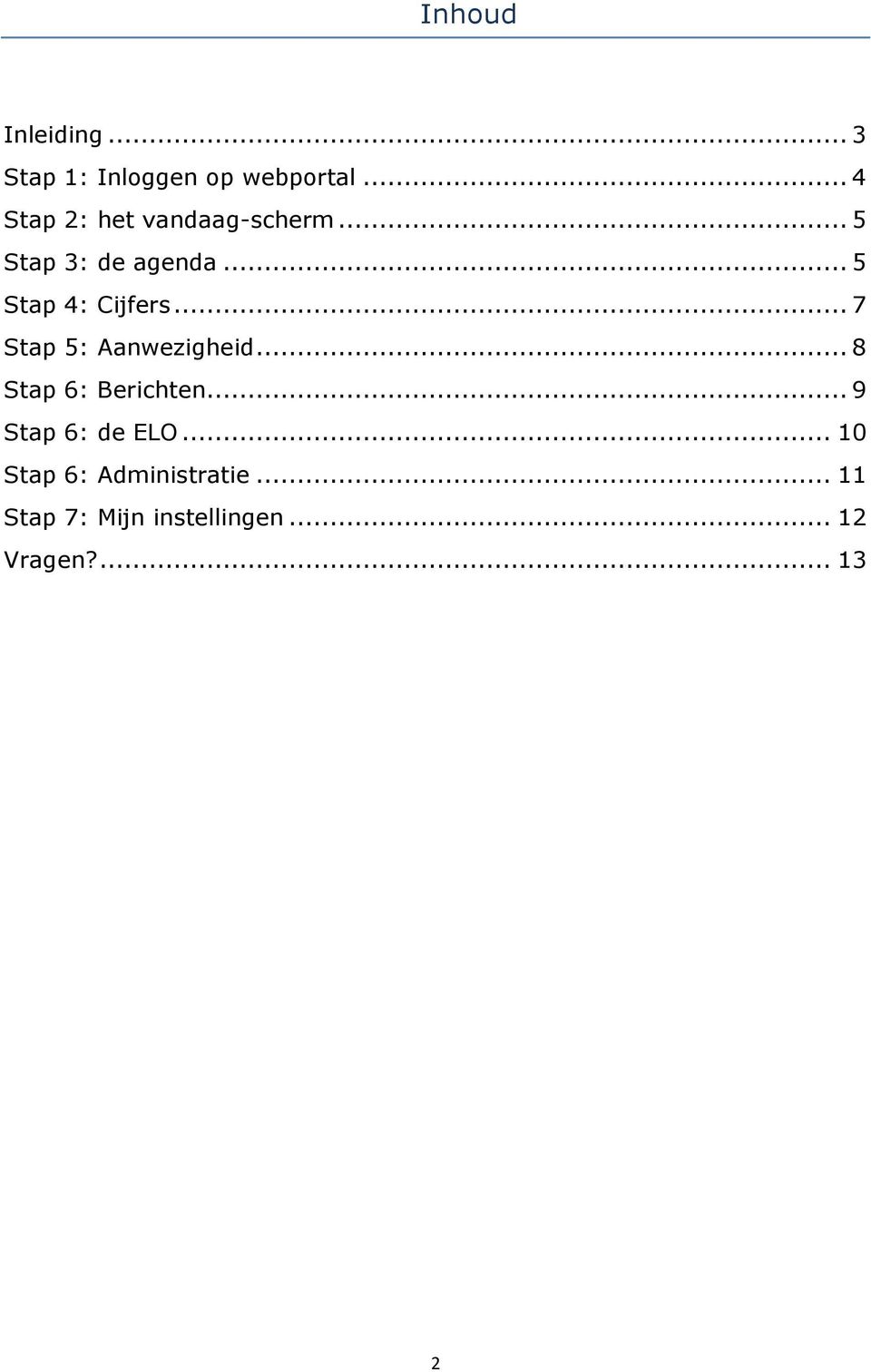 .. 5 Stap 4: Cijfers... 7 Stap 5: Aanwezigheid... 8 Stap 6: Berichten.