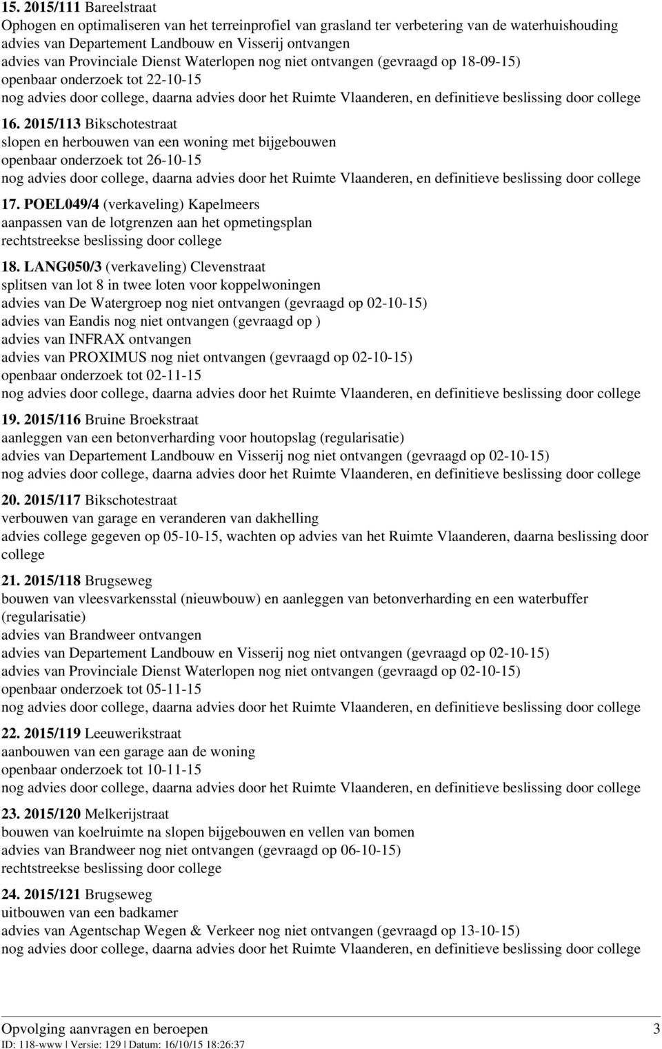 2015/113 Bikschotestraat slopen en herbouwen van een woning met bijgebouwen openbaar onderzoek tot 26-10-15 17.