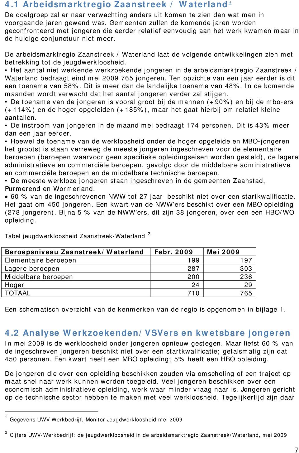 De arbeidsmarktregio Zaanstreek / Waterland laat de volgende ontwikkelingen zien met betrekking tot de jeugdwerkloosheid.