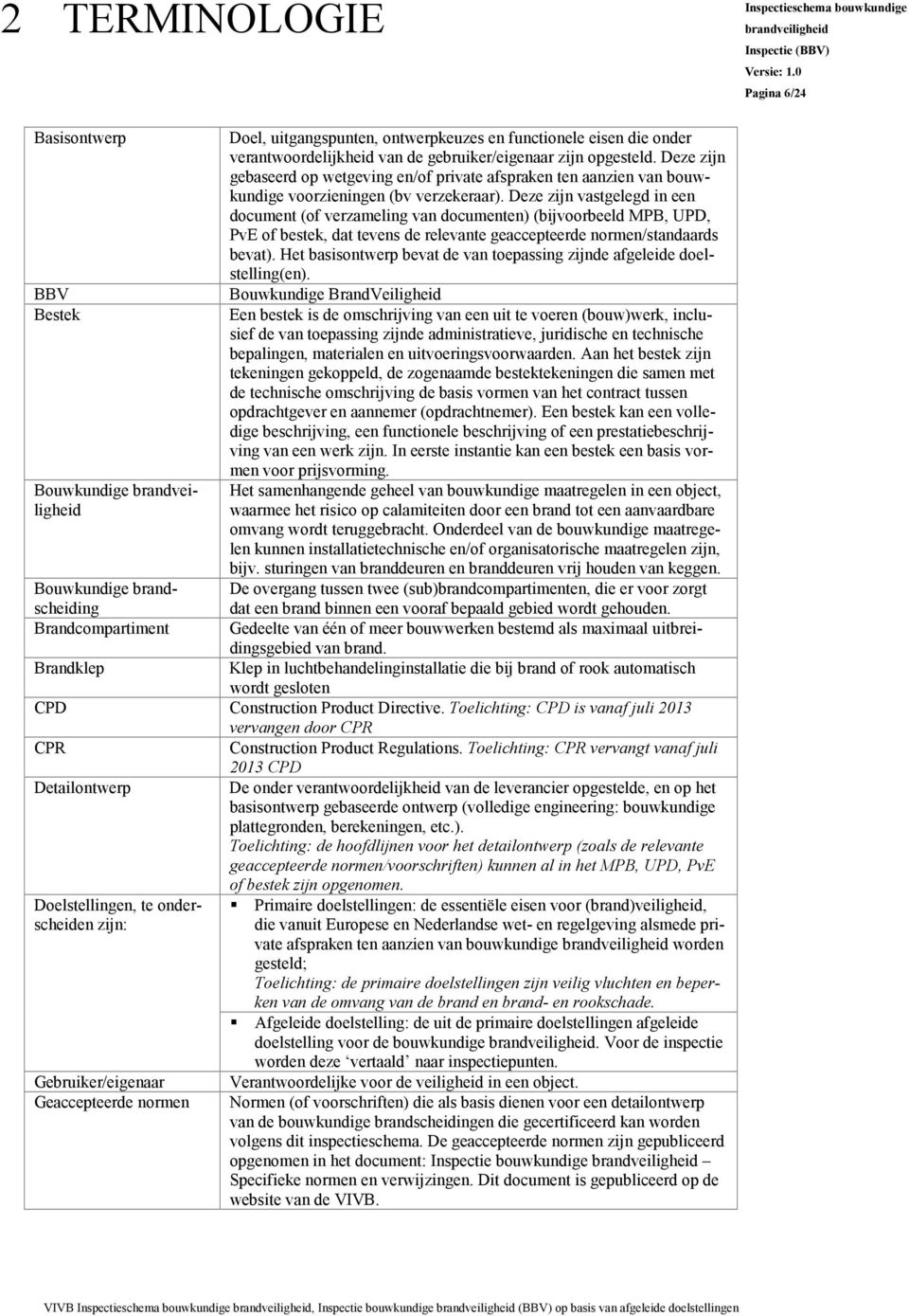 Deze zijn vastgelegd in een document (of verzameling van documenten) (bijvoorbeeld MPB, UPD, PvE of bestek, dat tevens de relevante geaccepteerde normen/standaards bevat).