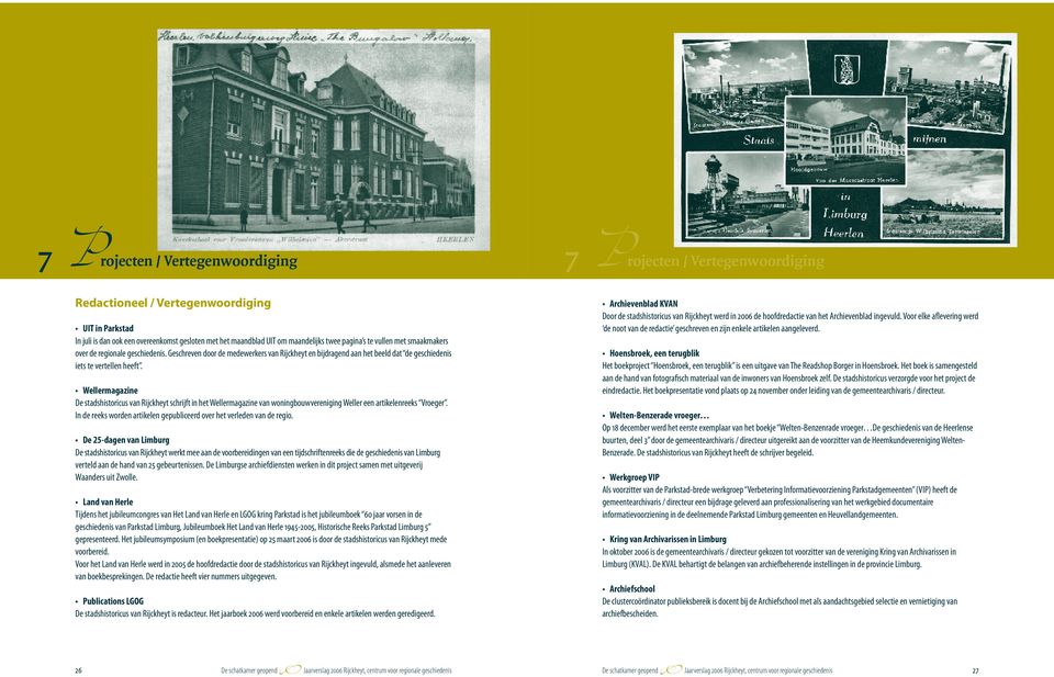 Wellermagazine De stadshistoricus van Rijckheyt schrijft in het Wellermagazine van woningbouwvereniging Weller een artikelenreeks Vroeger.