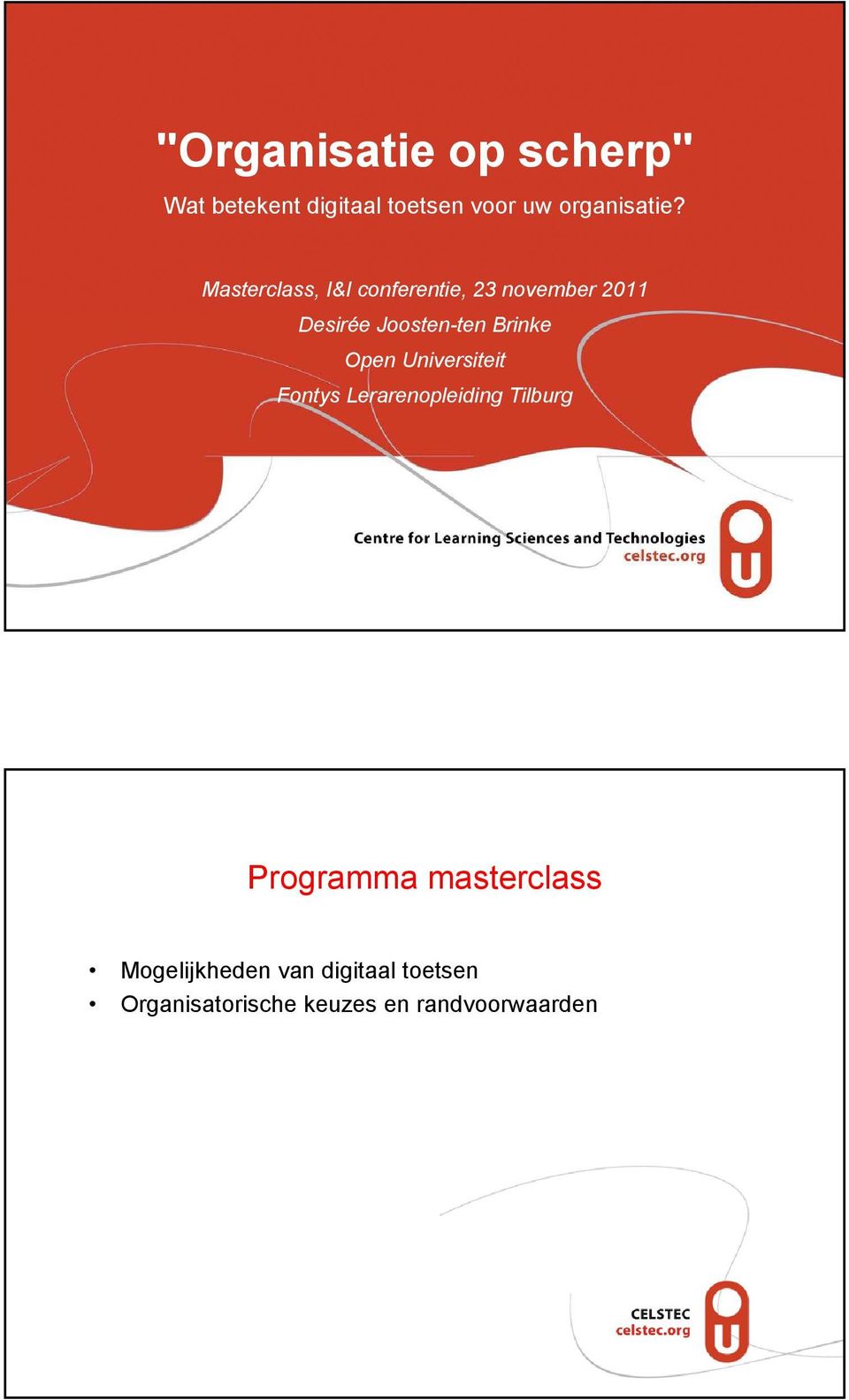 Open Universiteit Fontys Lerarenopleiding Tilburg Programma masterclass