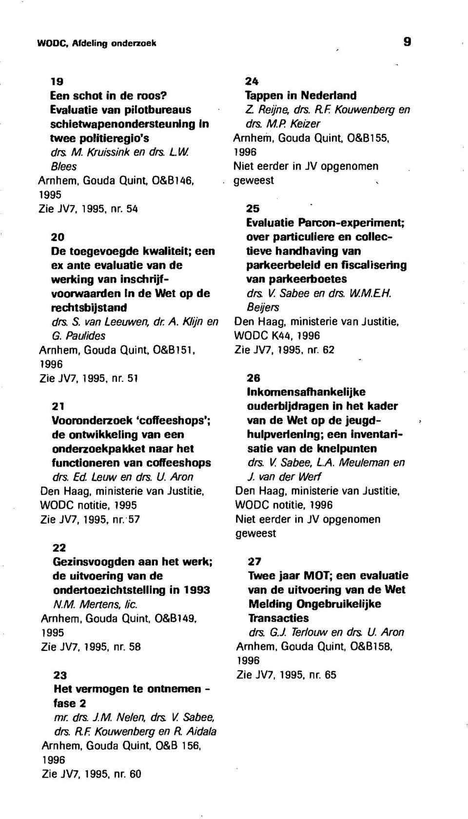 van Leeuwen, di: A. Klijn en G. Pautides Arnhem, Gouda Quint, O&B151, 1996 Zie JV7, 1995, nr.