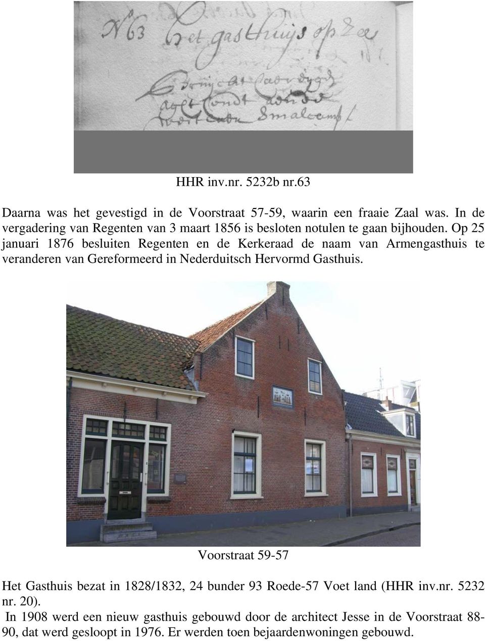 Op 25 januari 1876 besluiten Regenten en de Kerkeraad de naam van Armengasthuis te veranderen van Gereformeerd in Nederduitsch Hervormd Gasthuis.