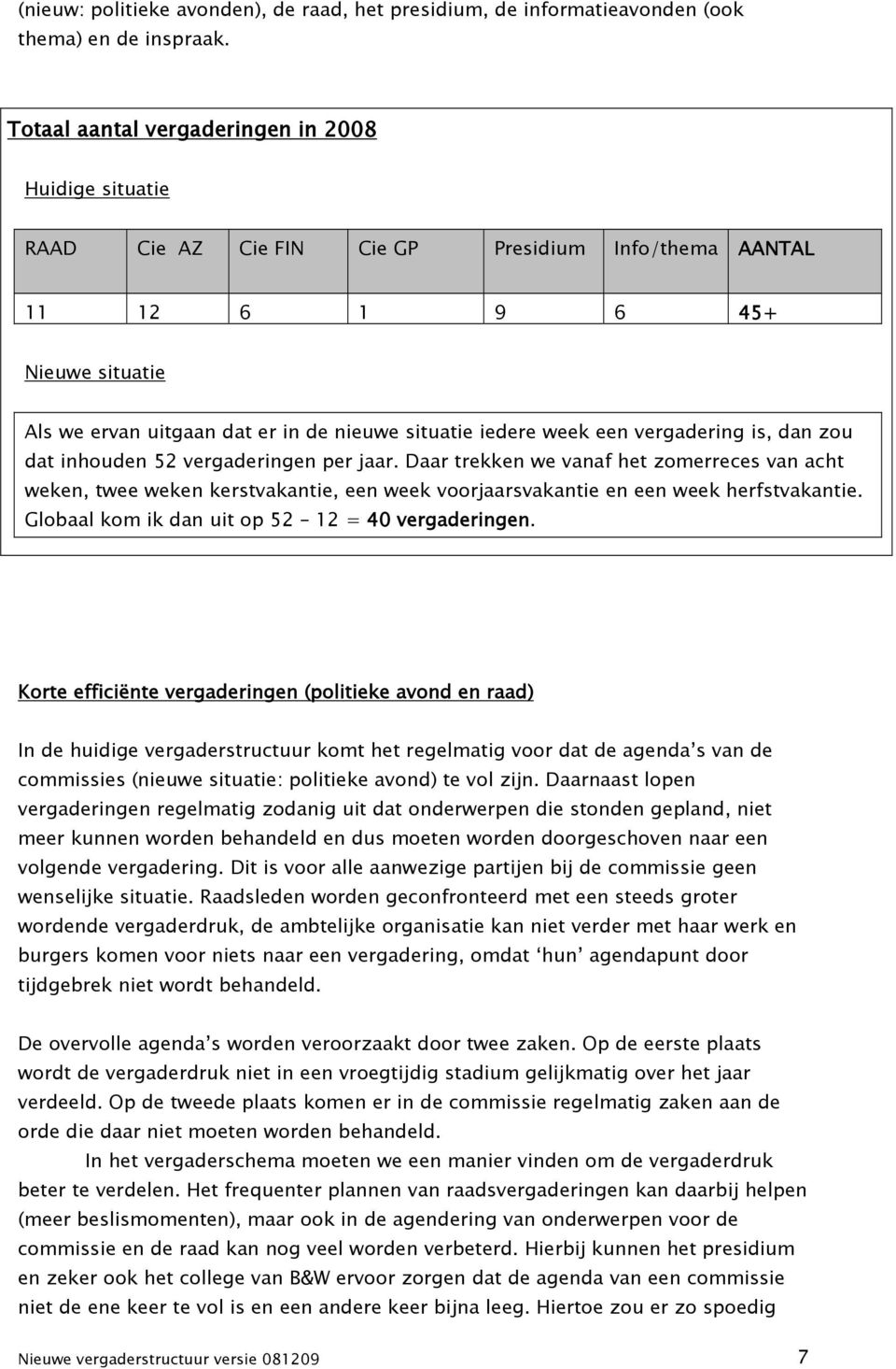 week een vergadering is, dan zou dat inhouden 52 vergaderingen per jaar.