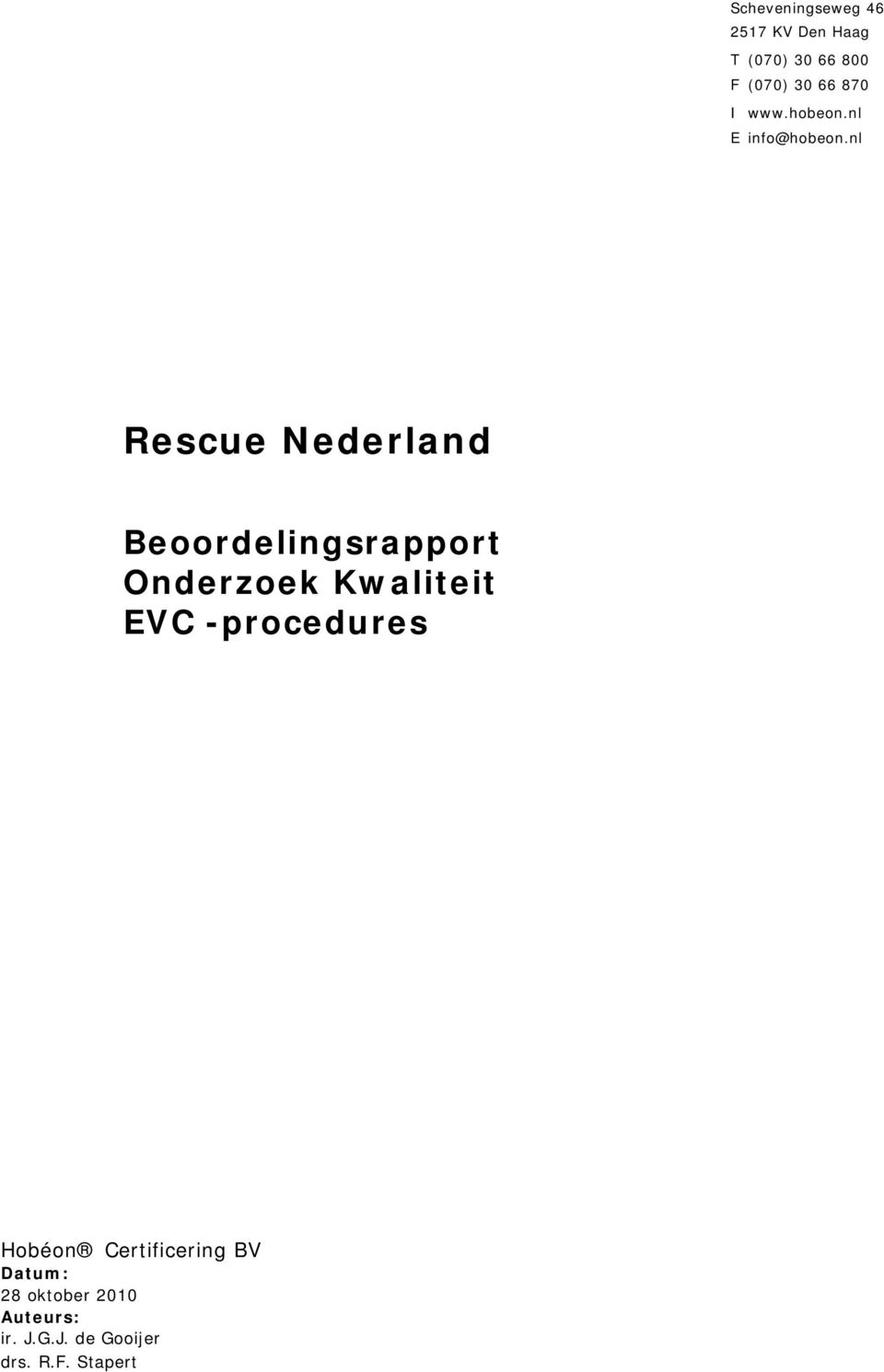 nl Rescue Nederland Beoordelingsrapport Onderzoek Kwaliteit EVC