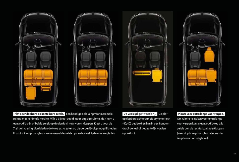 Kiest u voor de 7-zits uitvoering, dan bieden de twee extra zetels op de derde rij volop mogelijkheden. U kunt tot zes passagiers meenemen of de zetels op de derde rij helemaal weghalen.