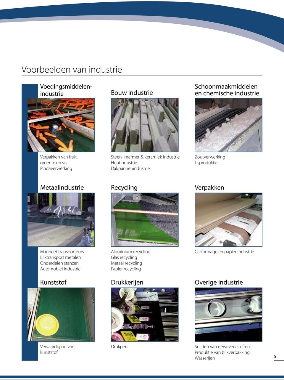 transporteurs Bliktransport metalen Onderdelen stanzen Automobiel industrie Aluminium recycling Glas recycling Metaal recycling Papier recycling Cartonnage