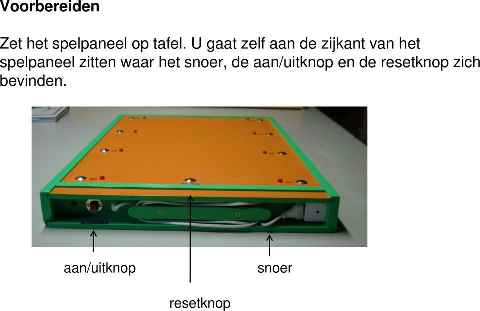 zitten waar het snoer, de aan/uitknop en de