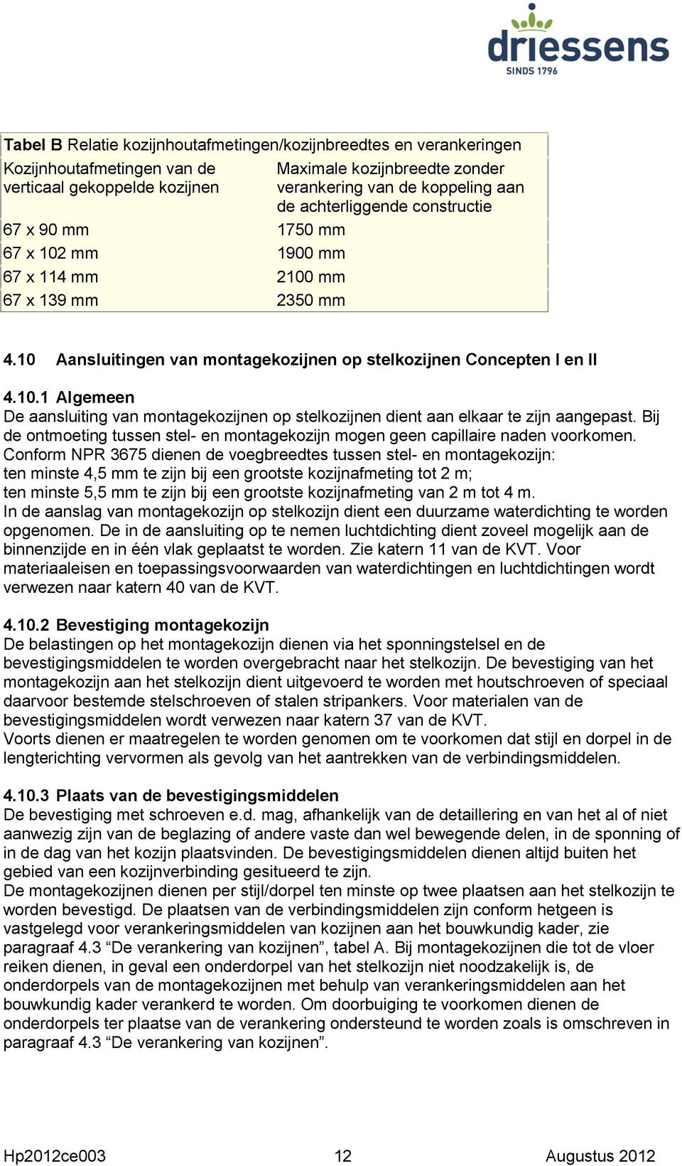 Aansluitingen van montagekozijnen op stelkozijnen Concepten I en II 4.10.1 Algemeen De aansluiting van montagekozijnen op stelkozijnen dient aan elkaar te zijn aangepast.