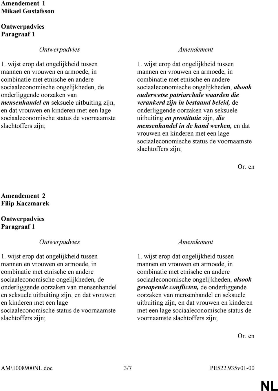 prostitutie zijn, die mensenhandel in de hand werken, en dat vrouwen en kinderen met een lage sociaaleconomische status de voornaamste slachtoffers zijn; 2 Filip Kaczmarek Paragraaf 1