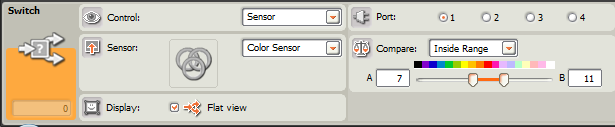 HiTechnic Color Sensor Test op kleur-bereik (range) Bijv.: is de kleur rood?