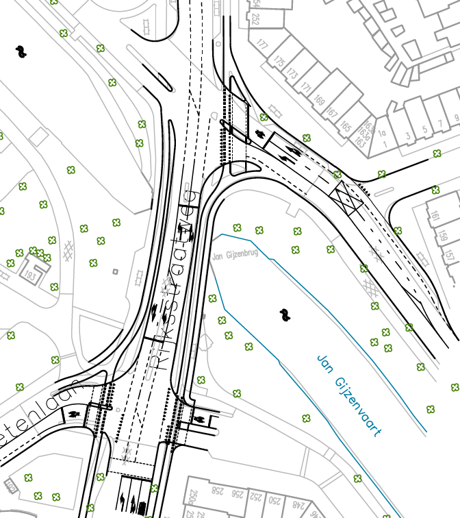 (bestaande simulatie) - Bewoners Rijksstraatweg 298 t/m 312: kruispunten met Jan Gijzenkade / Planetenlaan: Fietsers en voetgangers niet tegelijk groen geven met auto s.