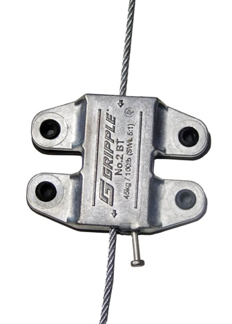 Ophanging met Gripple Elke Gripple hanger wordt geleverd met een bepaalde lengte voorgeknipte kabel met aan het uiteinde een voorgefelste afwerking, aangepast aan diverse ondergronden zoals beton,