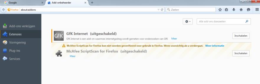 Mozilla Firefox Als u GfK Internet Monitor heeft geïnstalleerd en u krijgt bovenstaand tabblad,