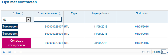 6.6 Contract verwijderen Wanneer u in het scherm Details gebruiker bent kunt u in de Lijst met