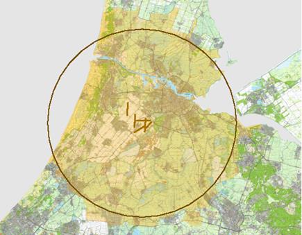 Berekenen van geluidhinder Onderzoeksgebied ~25 km rondom de luchthaven Schiphol Ca. 2 miljoen inwoners; 6.